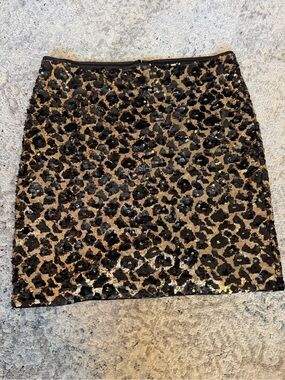 Cache Sequin Leopard Mini Skirt - Black & Gold